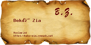 Bekő Zia névjegykártya
